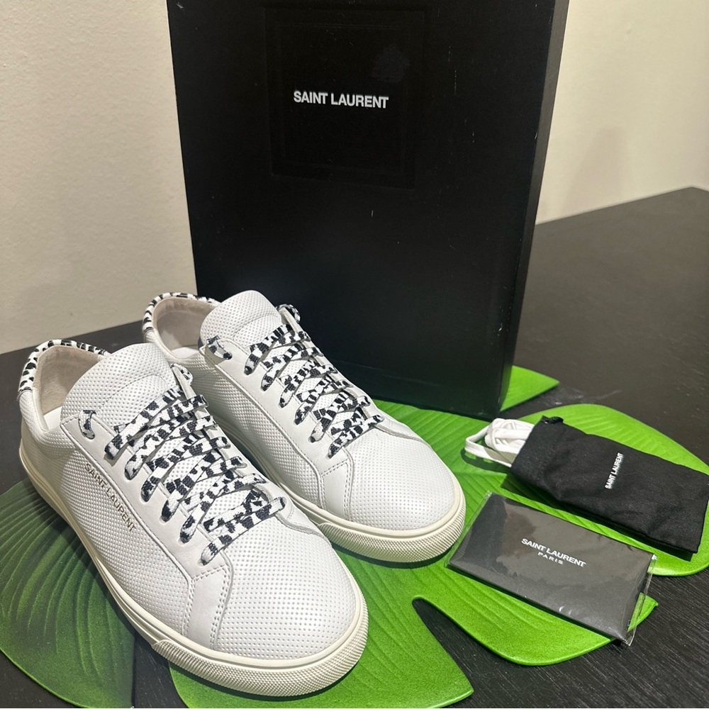 Saint Laurent YSL Andy Low Sneaker White Mens Size 40.5 EU, 7.5 US